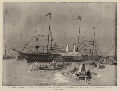 La Revue Navale à Spithead, Visite des Amiraux au Prince de Galles à bord du Yacht Royal - Joseph Nash